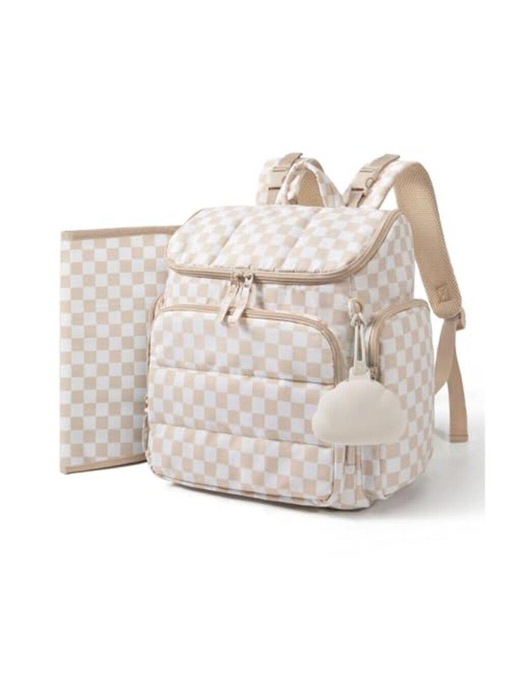 Diaper Bag Backpack, Baby Bag, Diaper Backpack, Checkered Khaki